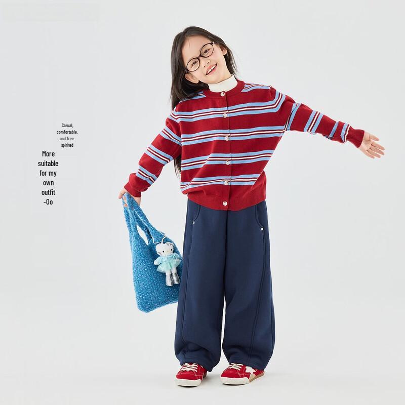 Girls' Fleece-Lined Casual Wide-Leg Winter Pants