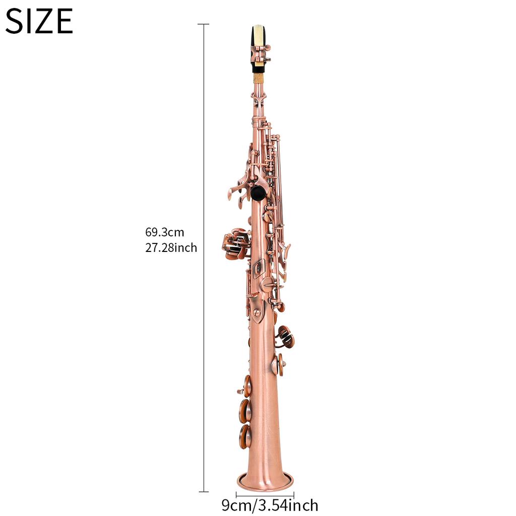 Soprano Saxophone Straight Bb Soprano Sax Set Brass Body Woodwind Instrument With Case Cleaning Cloth Reed Straps Accessories