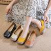 New pedal breathable full leather hollow mother leather non-slip soft sole comfortable flat single shoes women's shoes