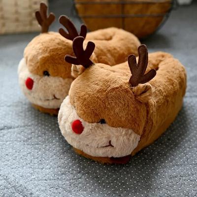 Maogu Тигр Собака Свинья Плюшевые Домашние Женские Удобные Теплые Толстые Зимние Толстые Тапочки Рождественские Лося Хлопковые Туфли