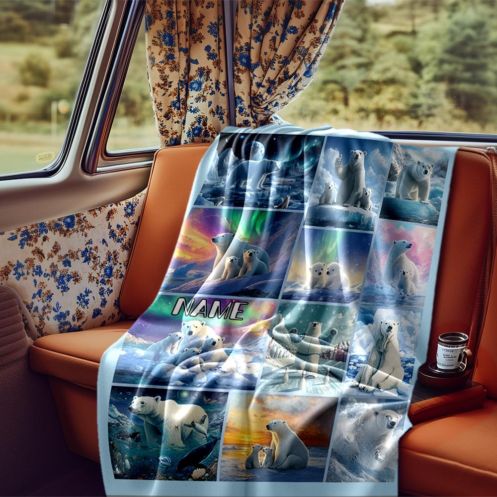 Bear Couple Blanket Personalized Name Soft Comfortable Stylish Blanket Car Blanket Perfect For Travel Camping Outdoor Home Suitable For All Seasons
