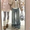 Фигура-груша Толстые ноги Широкая промежность Брюки Женские Рваные джинсы Свободные Большой размер Прямые Микро-клеш Широкие брюки Длинные джинсовые брюки