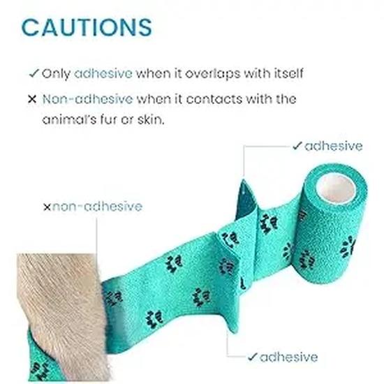Cohesive Bandage Wrap Self Adhesive Only Sticks to Itself Pet First Aid Gauze for Dog Cat Bird Horse Leg Paw Wound Care Pet