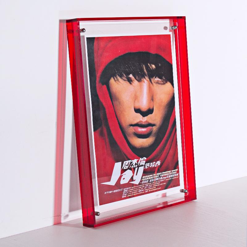Color Acrylic Floating Photo Frame,Picture Frame and Acrylic Tray,Horizontal and Vertical Formats for Table Top Display
