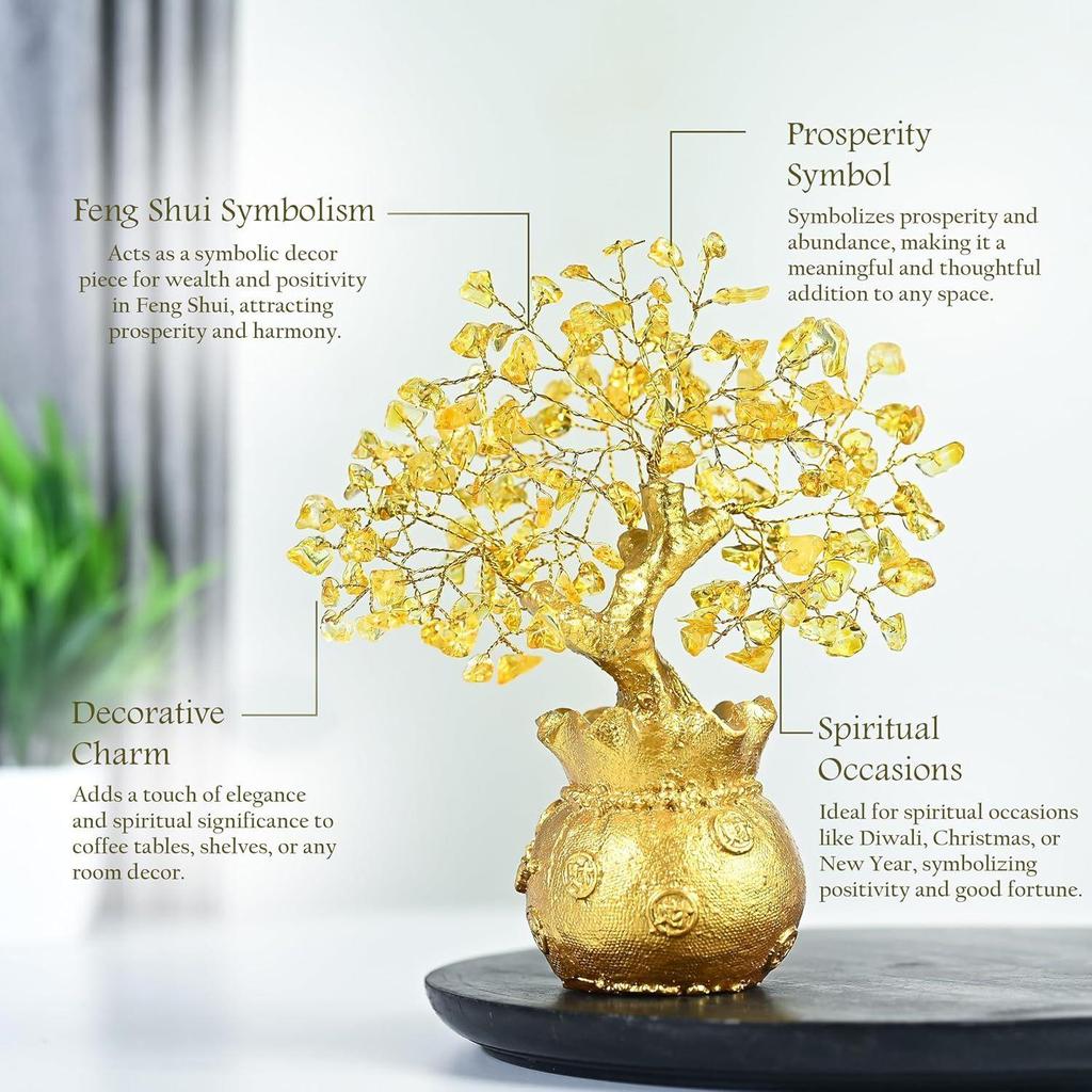 Денежное дерево из цитрина – Дерево богатства и процветания для декора дома и офиса – Духовный подарок на удачу