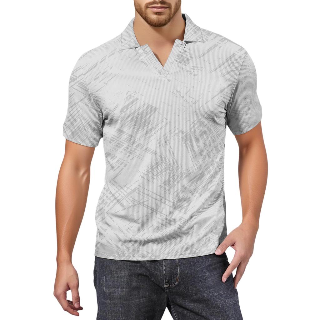 Мужская модная футболка для гольфа с коротким рукавом и V-образным вырезом