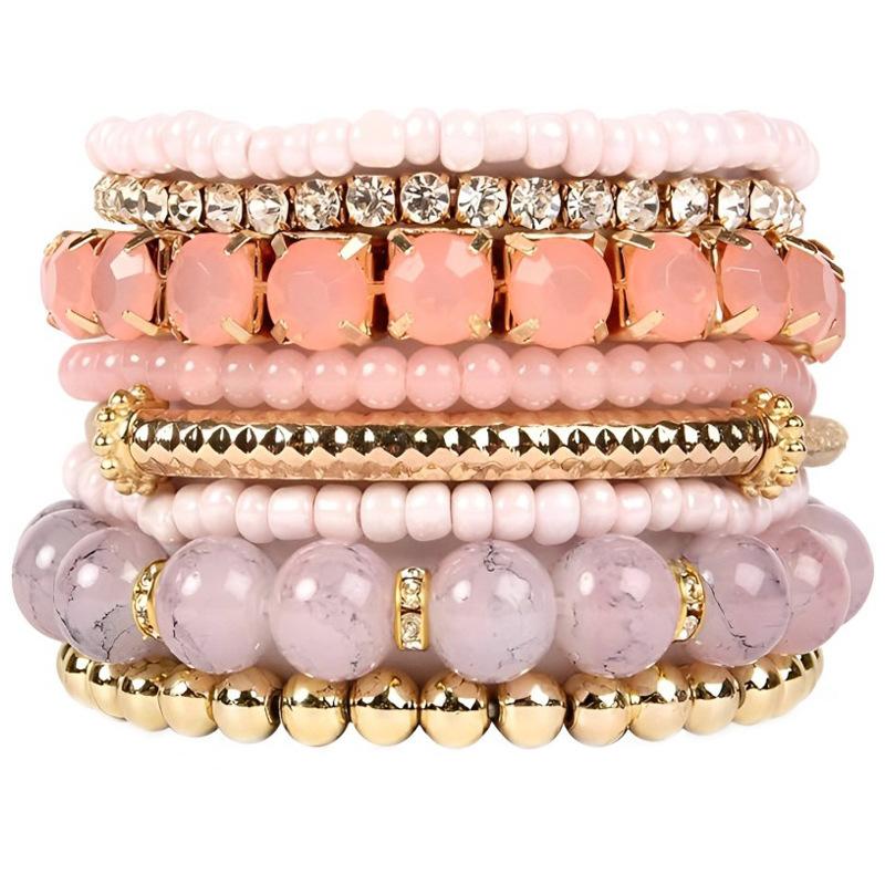 For Bestseller Colorful Multi-Tier Bohemian Stretch Bracelet Glittering Crystal Rhinestones Glass Beads Delicate Seed Bangle