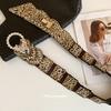 Mei Mary Super sparkly diamond-studded leopard print leather butterfly patchwork waist chain - vintage ethnic style belt