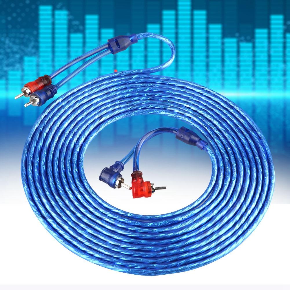 5 Meter AUTO Car Blue Transparent RCA Audio Interconnect Cable Ultra Flexible