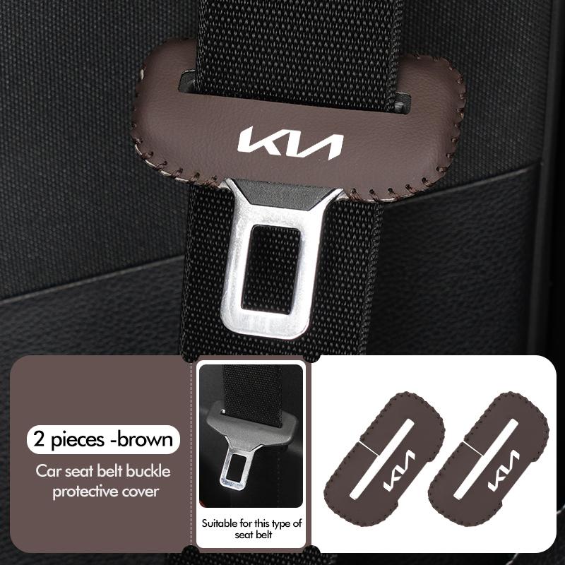 AAOJ1 2pcs Car Seat Belt Buckle Cover Leather Anti Scratch Protector For KIA Stinger Optima Cerato Soul Venga Forte Spectra Sedona