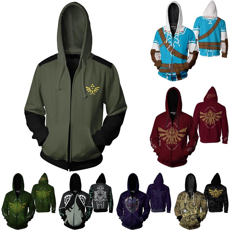 Игра The Legend Of Zelda Косплей Худи 3d Толстовка на молнии Куртка для максимального комфорта