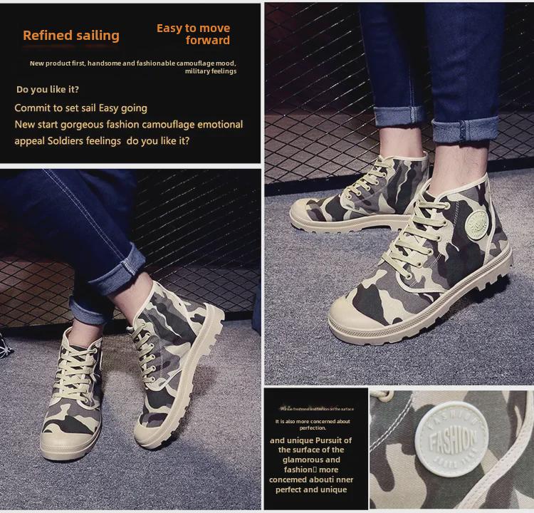 Сапоги из парусины в стиле ретро унисекс: Осенне-зимняя повседневная обувь средней длины