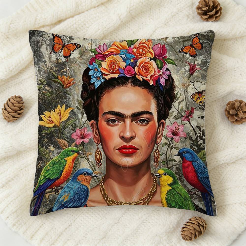 pc Frida Cartoon Style Doublesided Printed Square Decorative Cushion Cover for Sofa Living Room Home Decor
