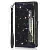Exquisite Shinning Sequin Zipper Wallet Case for iPhone Samsung Xiaomi Huawei Google Cute Love Heart Photo Frame Flip Covers with Hand-strap