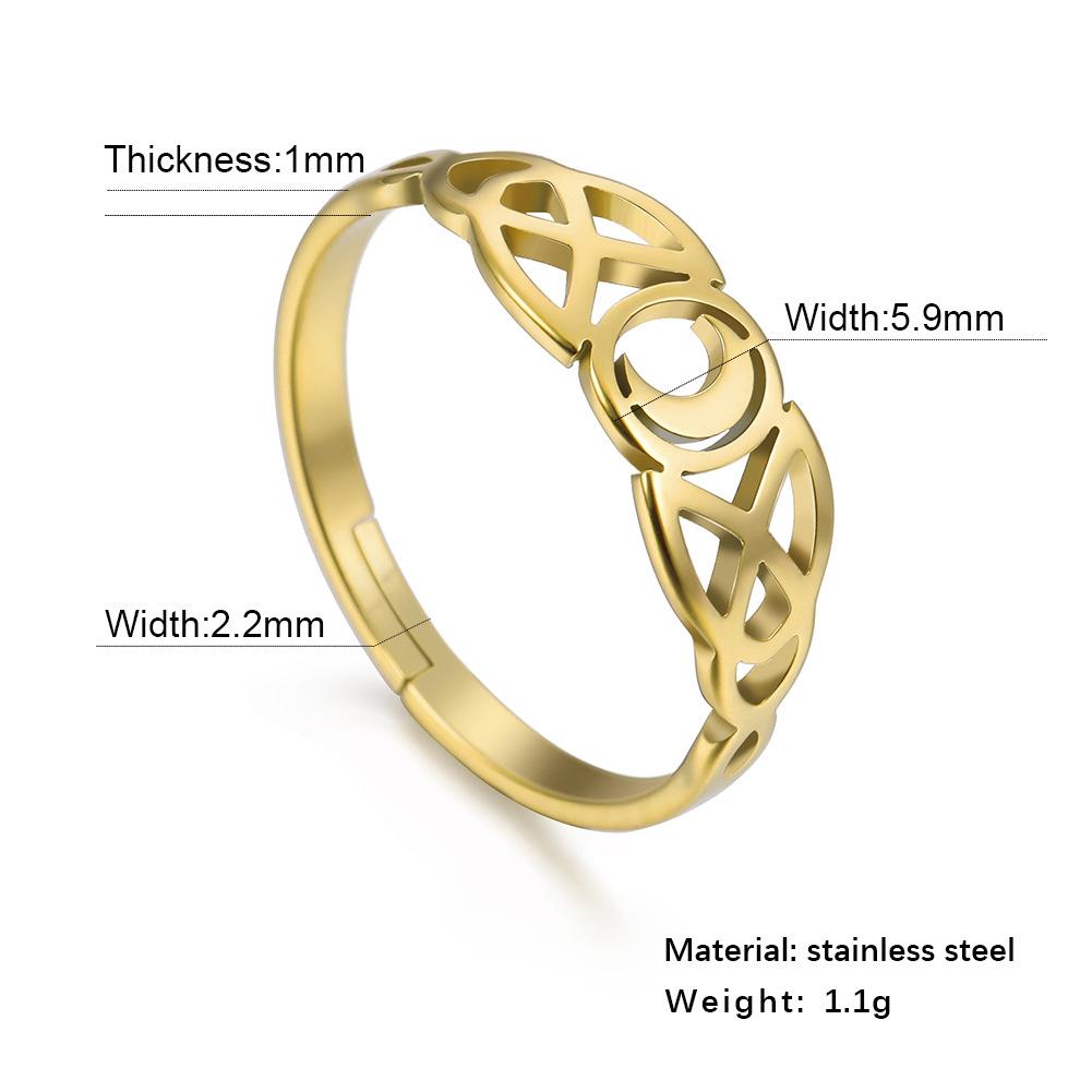 Кольцо Celtic Trinity Knot Moon Ring из нержавеющей стали с регулируемым ободком для женщин