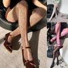 Женские сексуальные прозрачные сетчатые колготки с жаккардовым узором в виде розовых цветов, чулки-сеточка с вырезами по бокам, полосатые леггинсы