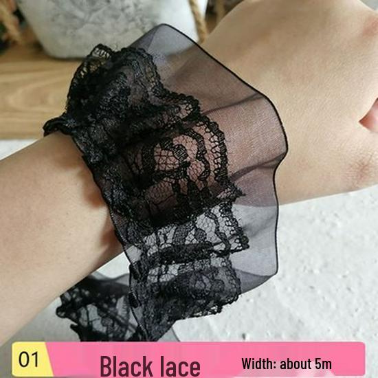 Черная кружевная органза для самостоятельного изготовления одежды и аксессуаров - украшение горловины и подола юбки