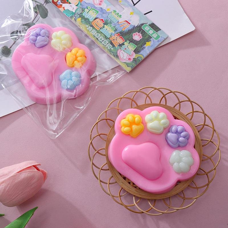 Милая мультяшная кошачья лапка, цветовая палитра, сжимаемые игрушки, мягкие игрушки для снятия стресса, мини-игрушки Kawaii с медленным отскоком, подарки на вечеринку