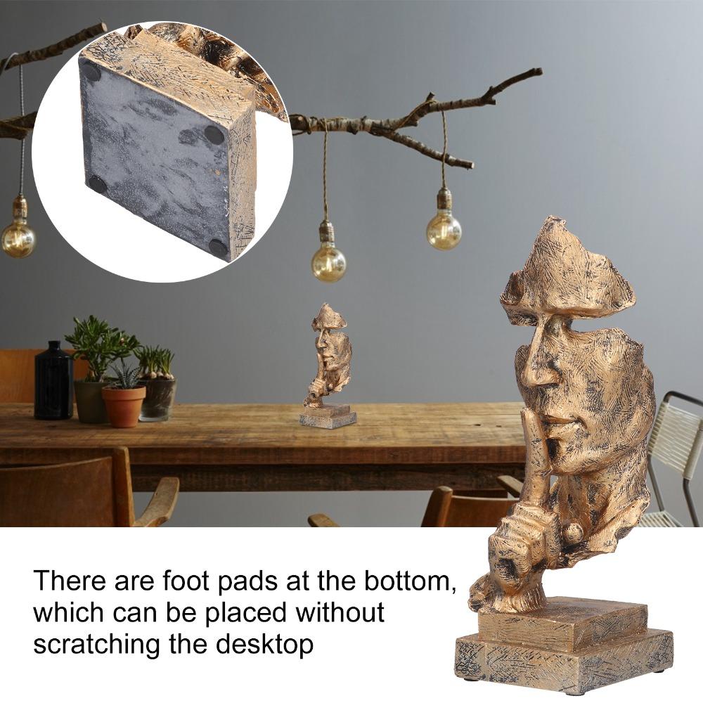 Desktop Keep Silence Statue Office Decor Silence Thinker Decoration Face Sculpture  Home