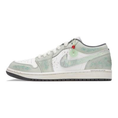 Air Jordan 1 Устойчивые к истиранию Устойчивые к истиранию Низкие Винтажные Баскетбольные Кроссовки Мужские Озерно-зеленые 553558-044(Командачетыре-)
