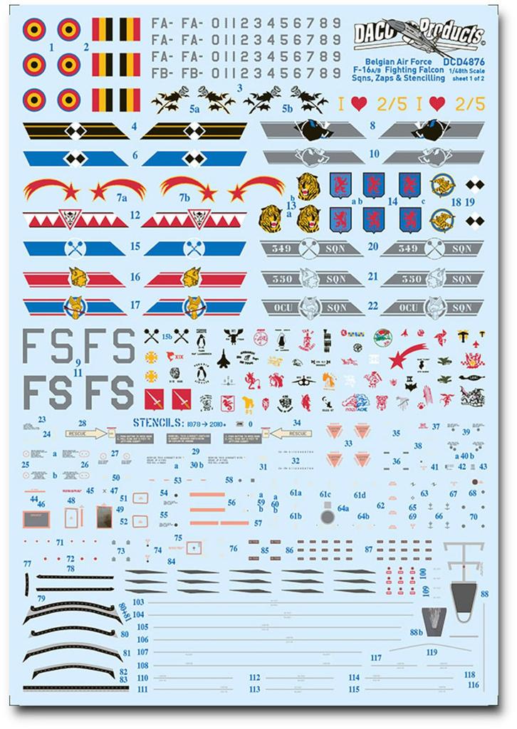 Daco Products Decal Бельгийские ВВС Пластиковая модель Decal DACD7276 1/72 F-16A/B (Самолет)