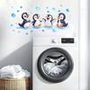 Penguin Wall Decals, Cute 4 Happy Penguins Bathing Decor, Self Adhesive Removable Wall Stickers for Bathroom, Kids Room & Shower Wall Art