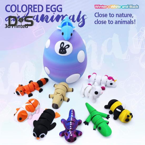 Яйцо дракона с мини-животными, 3D-печатные шарнирные фигурки животных внутри яйца, карманная игрушка для питомца, игрушка для детей, подарок, пасхальная корзина, наполнители