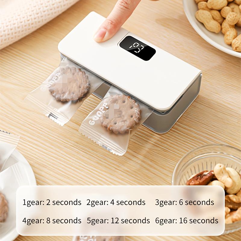 Компактная портативная мини-запайщик с 6 регулируемыми настройками, USB-перезаряжаемый, быстрая запайка для пакетов со снеками, влагостойкий и устойчивый к запахам