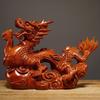 Wood Carved Chinese Dragon Statue Fengshui Ornament Year Car Dashboard Sculpture for