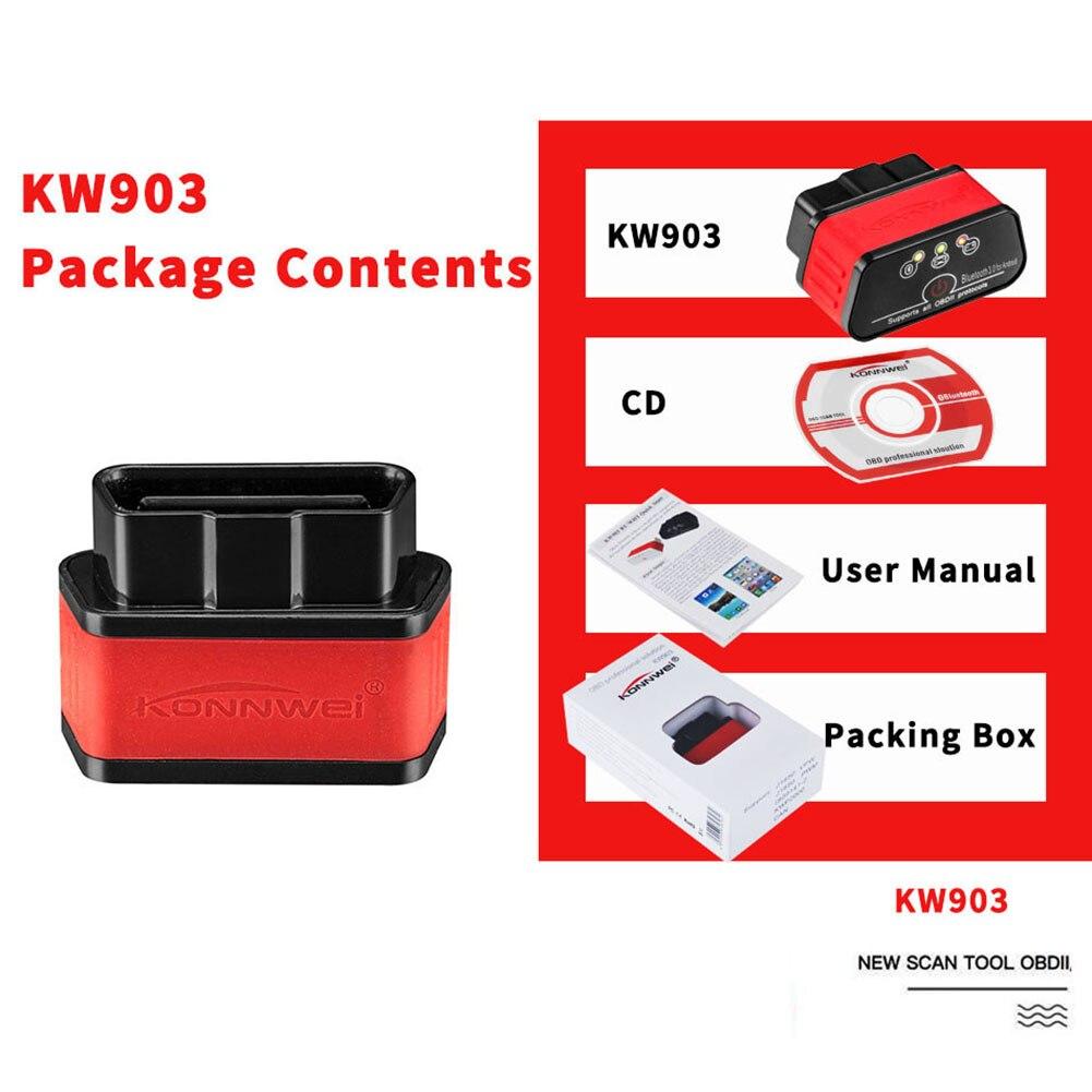 Беспроводной сканер OBD2 KW903 12V считыватель кодов диагностики для устройств Android ELM327 Автомобильный считыватель кодов Инструмент OBDII