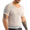 Mens Blouses Mesh Fishnet Short Sleeve Sheer Tank Top T-shirt Vest Tee
