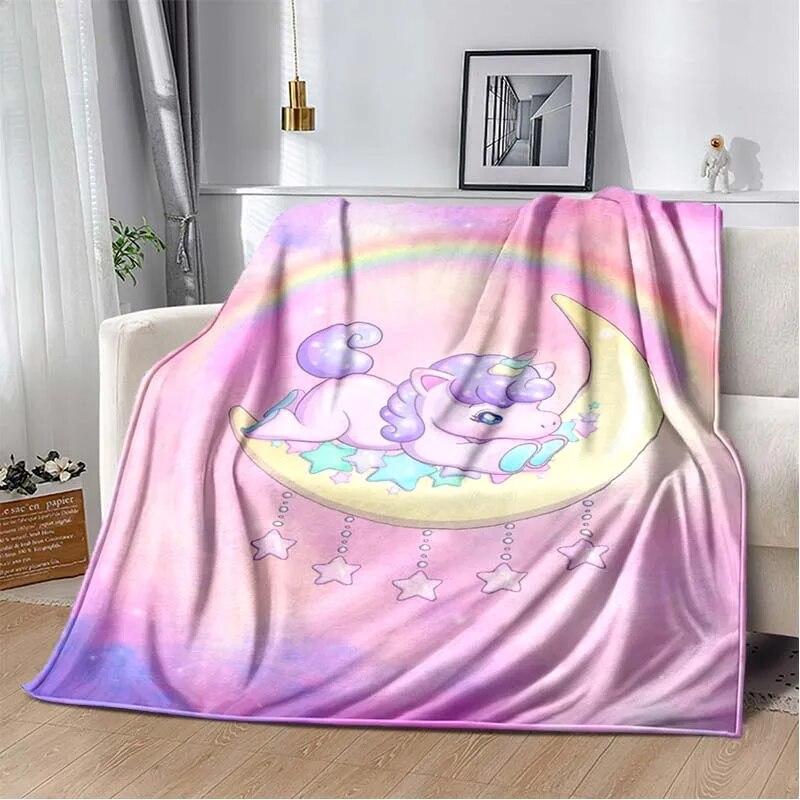 Милое розовое одеяло с единорогом, одеяло для дивана, украшение для спальни, гостиной, одеяло для кровати, одеяло для пикника, одеяло