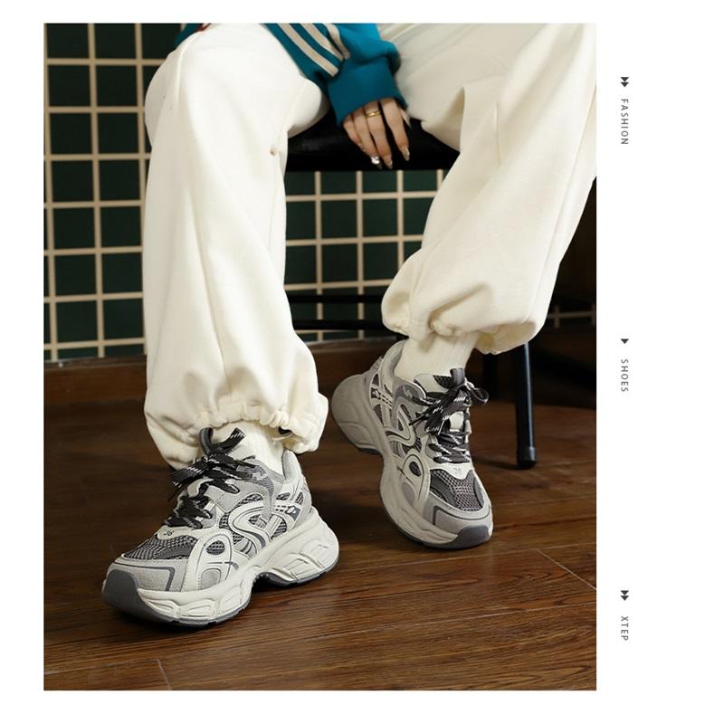 Thick Pops Shoes Women's Spring Gray Sneakers Versatile Thick Bottom Heightening Casual Sneakers