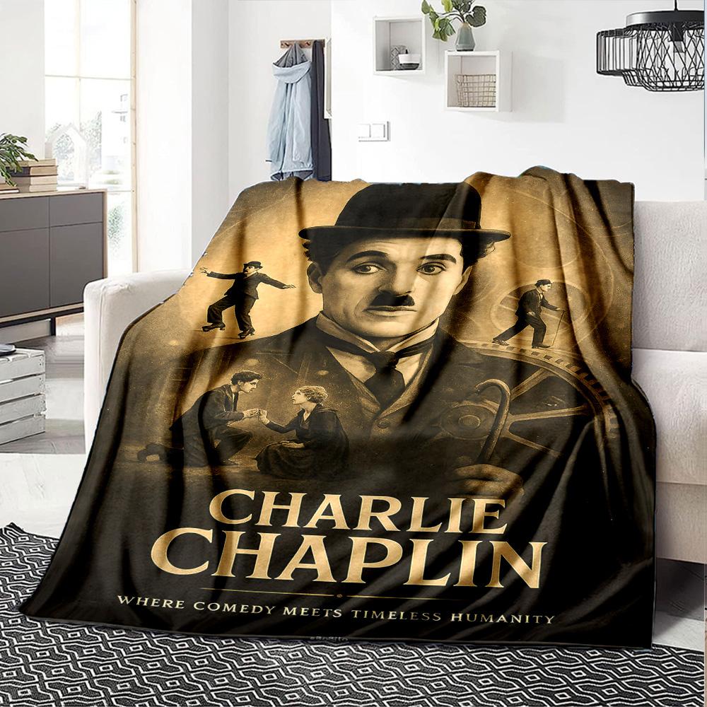Timeless Comedy Chaplin Flannel Blanket Super Soft Warm Cozy Blanket For Sofa Bed Office Travel Allseason Home Decor Gift