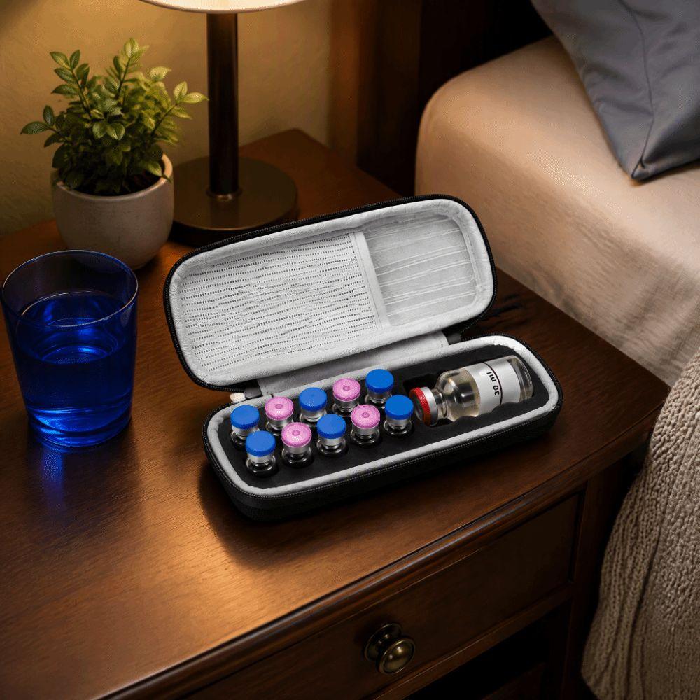 Reusable Insulin Vial Carrying Case Precut Foam Slot Peptide Storage Organizer Home Use