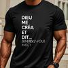 French Text Print T-Shirt,Lightweight T-Shirt Breathable Cool, Comfortable Wear