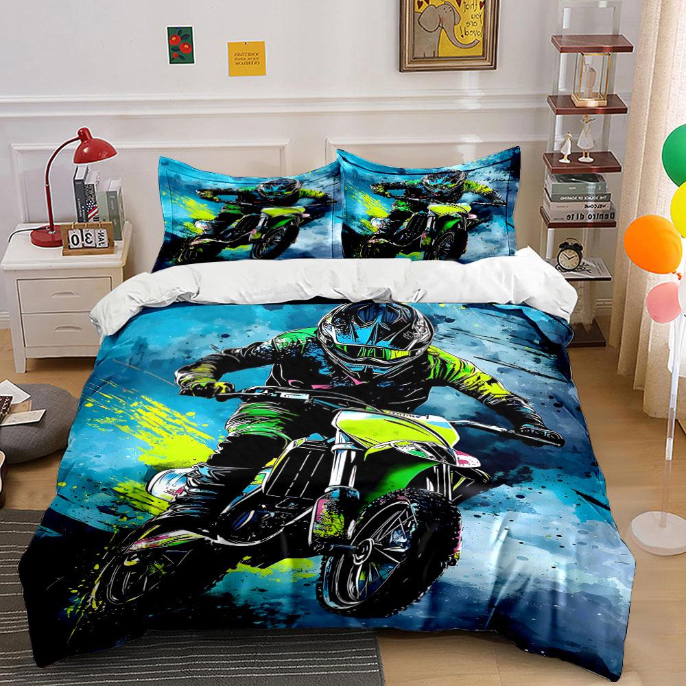 Motorcyclist on vibrant background. Bedding sets Duvet cover sets Duvet covers Pillowcases(1 * Duvet Cover 2 * Pillowcases without duvet insert)