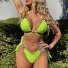 Beach Solid Color Sexy Strappy Swimsuit Bikini Rhinestone Swimsuit
