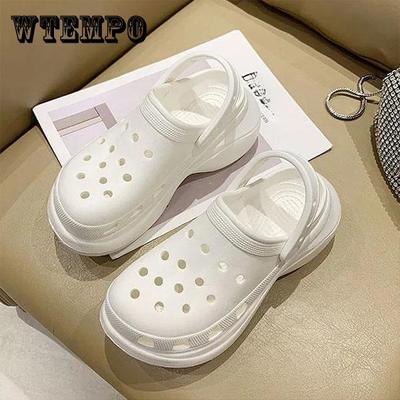 Туфли на высоком каблуке с отверстиями, женская летняя одежда, модные нескользящие пляжные сандалии на толстой подошве, сандалии для папы, сандалии на высоком каблуке, тапочки