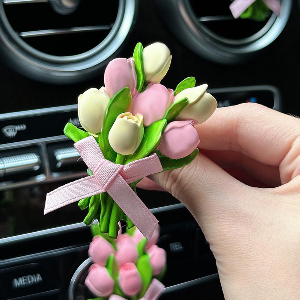 Автомобильный ароматизатор-клипса для вентиляционного отверстия, кондиционер, ароматерапия, освежитель с милым дизайном в виде цветка тюльпана