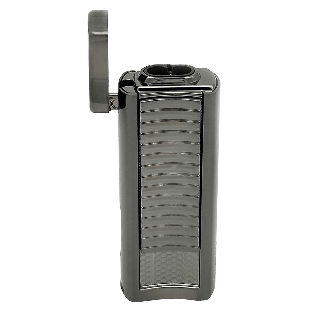 RONSON PASSAT GUN METAL BLACK 2 JET lighter with cigar puncher, jet