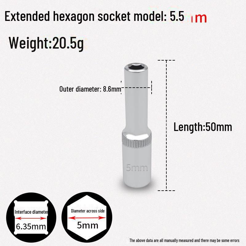 Шестигранный торцевой ключ Xiaofei 1/4", короткая головка 6,3 мм из хром-ванадиевой стали