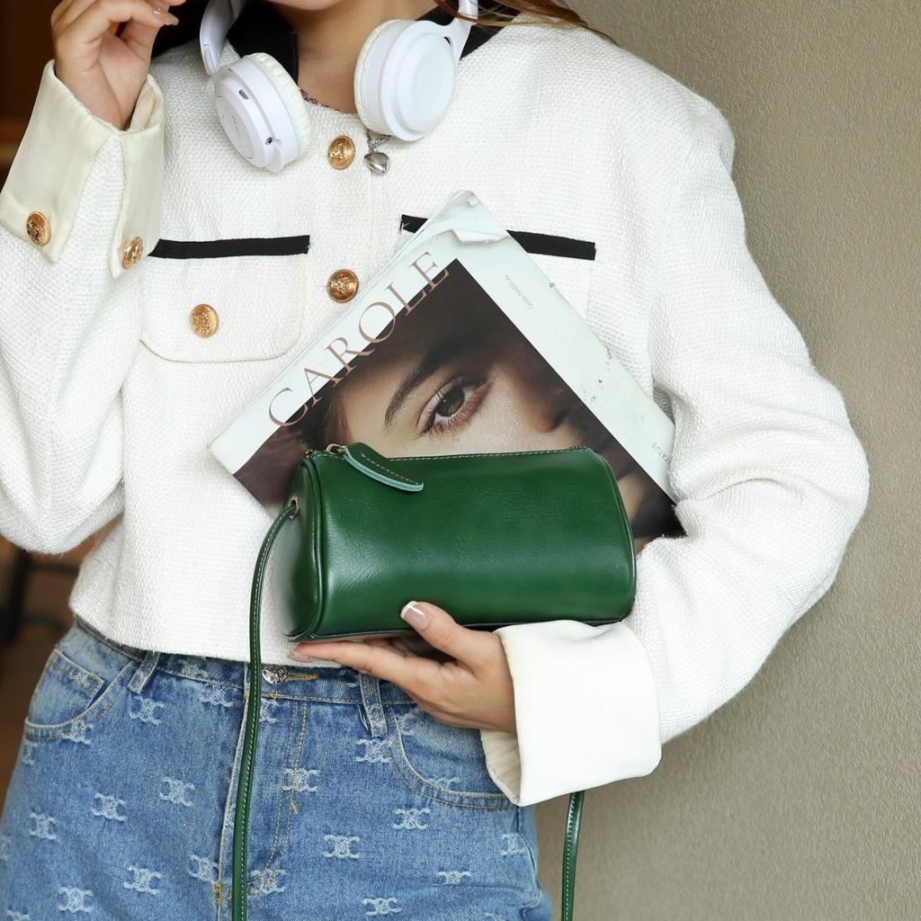 First Layer Vegetable Tanned Cowhide Women's Bag Fashionable and Versatile New Trendy Summer Casual Shoulder Messenger Bag Shell Bag Change Bag