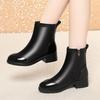 4,5 см Ботинки из мягкой кожи в британском стиле Женская обувь на платформе Зима 2025 Средний блочный каблук Ботинки Короткие меховые ботильоны Офис Мама