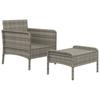 2 Piece Garden Lounge Set with Cushions Gray Poly Rattan