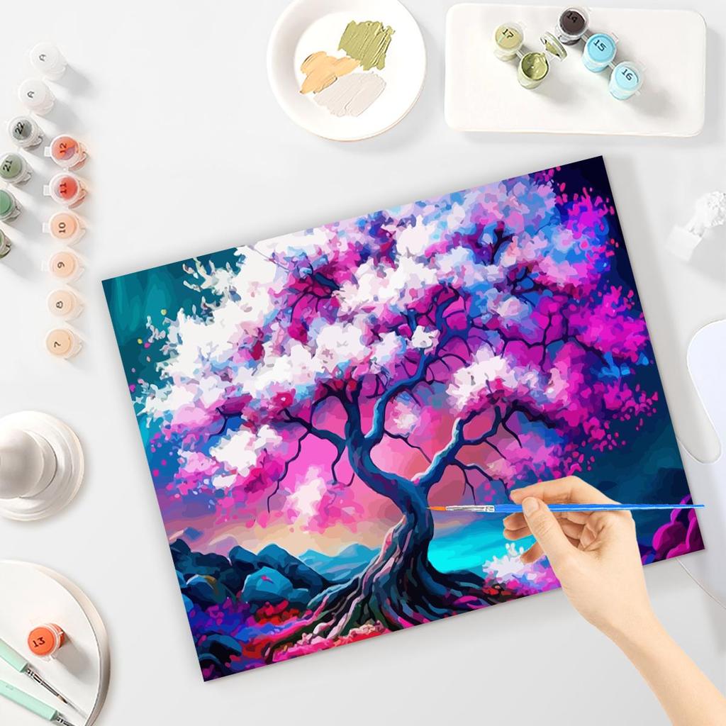 Frame Tree Diy Painting By Numbers Kits For Adults Beginner Landscape Picture With Numbers For Home Decors Gift 40x50cm