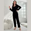Autumn Pajamas Suit Women's Round Neck Pullover Long-sleeved Set Loose Comfortable Stretch Homewear