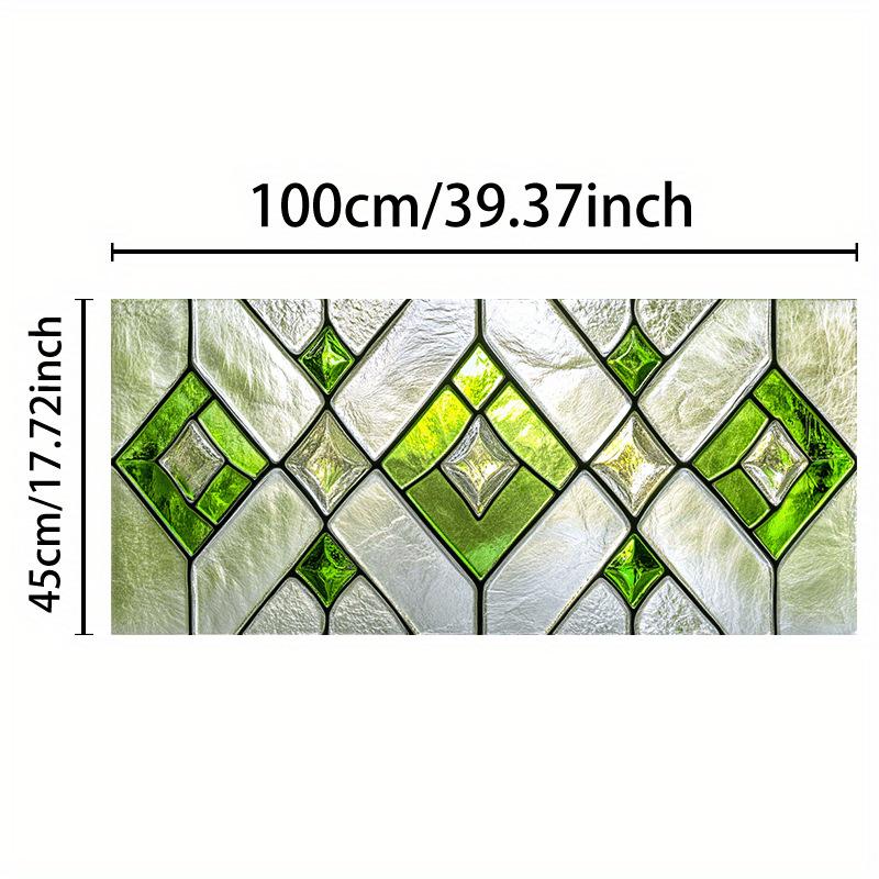 Стеклянное окно с зелеными листьями Европейский ретро-стиль - Съемная наклейка - ПВХ наклейки для гостиной и двери ванной комнаты 1 штука