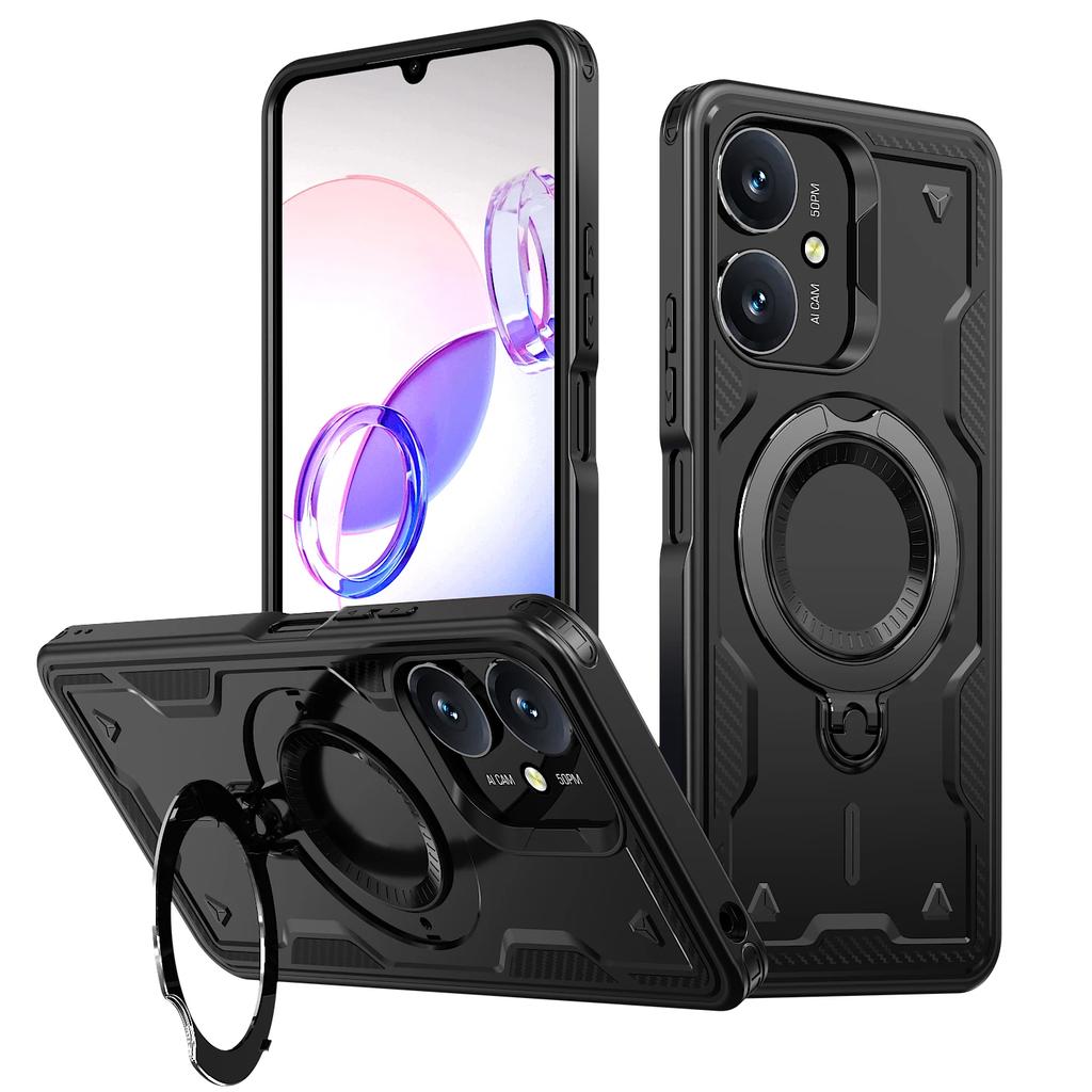 Для Xiaomi Redmi 13C 12C 11A Poco C65 C55 4G Чехол Военная броня Противоударный Вращающаяся на 360° подставка-кольцо ТПУ Пластиковая крышка для телефона