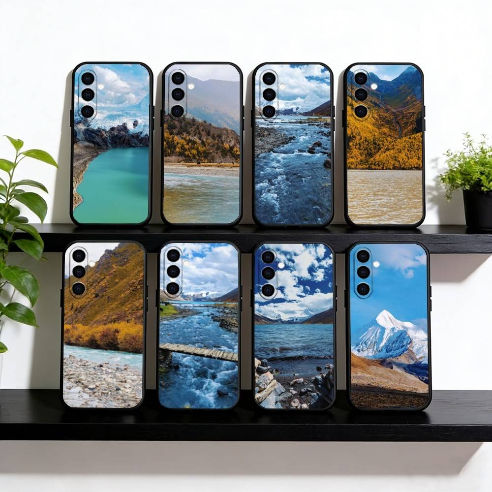 Чехол для телефона «Снежная гора» для Samsung Galaxy A73, A72, A71, A70, A53, A52, A51, Другие Мягкий черный чехол
